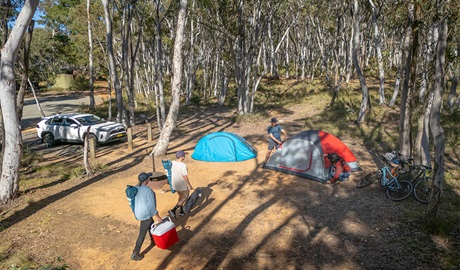 A group of campers at Glendora campground. Credit: John Spencer/DCCEEW &copy; DCCEEW