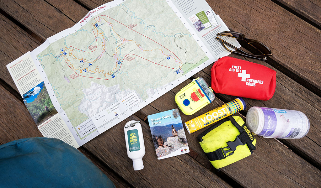 You need to come prepared with a First Aid Kit, map, PLB, sunscreen and other items for a remote walk. Credit: David Waugh &copy; DCCEEW