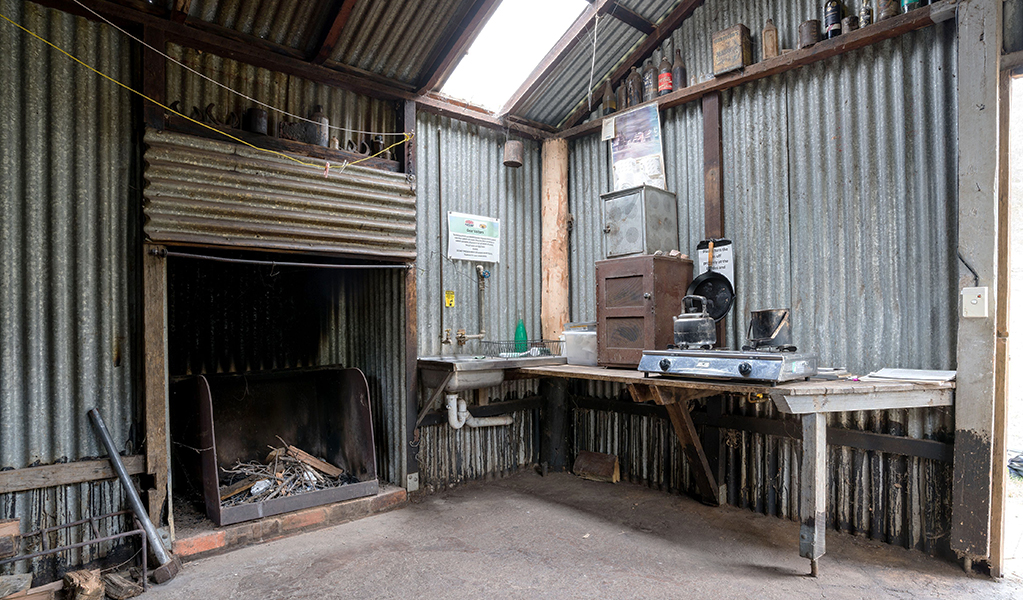 Some huts are very basic inside but they all offer the minimum that you'll need. Credit: David Waugh &copy; DCCEEW